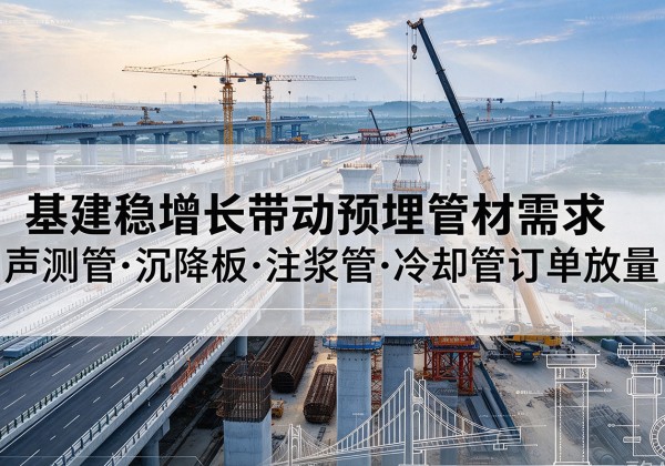 灌云基建稳增长带动预埋监测管材需求，声测管、沉降板、注浆管订单持续放量